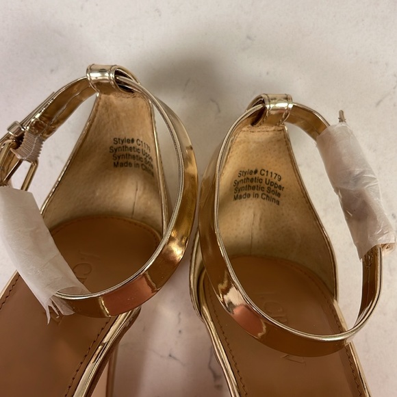 J. Crew Gold Metallic High-Heel Sandals, Ankle Straps, Size 9 1/2” New - Picture 11 of 16